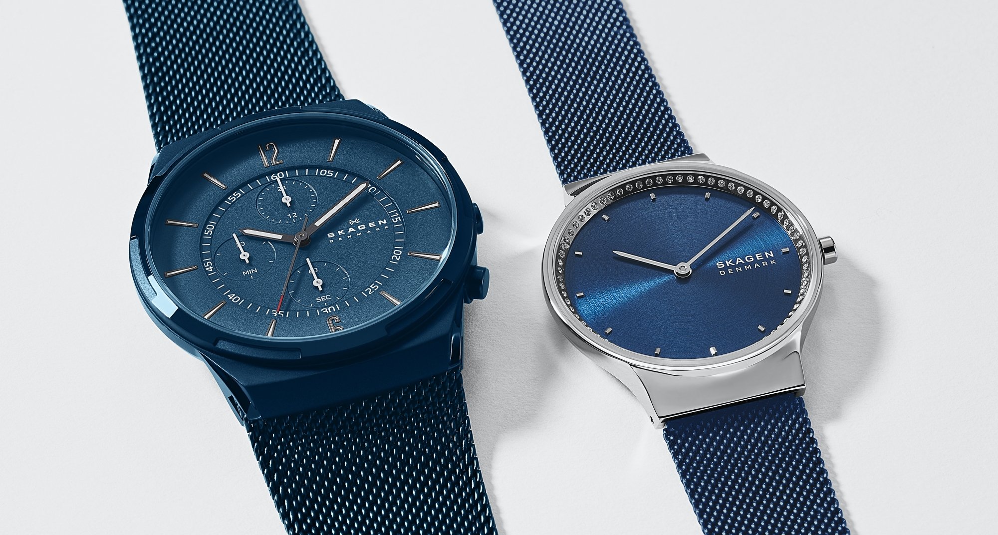 deux montres Skagen bleues